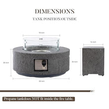 Cosiest Propane Fire Pit with Wind Guard&Tank Cover for Outside, 28 in Round Gas Fire Pits for Outdoor Patio, Certified, 50000 BTU Concrete Rectangle Base with Rain Cover, Free Lava Rocks