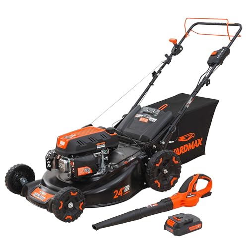 24 in. 201cc Electric Start Select PACE 6 Speed CVT High Wheel RWD 3-in-1 Gas Walk Behind Self Propelled Lawn Mower w/Blower