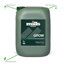 Mills - Organics Grow - Organic Plant Growth Fertiliser - Nitrogen-Rich Formula for Strong Roots & Faster Plant Growth - Helps Prevent Nutrient Deficiency - 20L