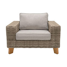 Armen Living Bahamas Outdoor Wicker & Teak Wood Lounge Chair Natural Taupe Beige