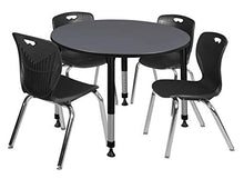 Regency Height Adjustable Classroom Table Set with Four 18" Andy Chairs Grey/Black