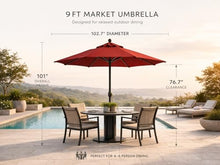 Treasure Garden Octagonal 9 ft Patio Umbrella - Outdoor Furniture Table Umbrella – Push-Button Tilt – Black Aluminum Frame (Obravia2, Black)