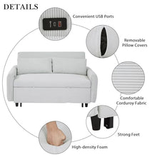 NDPQN 57" Convertible Loveseat Sofa Bed Light Blue