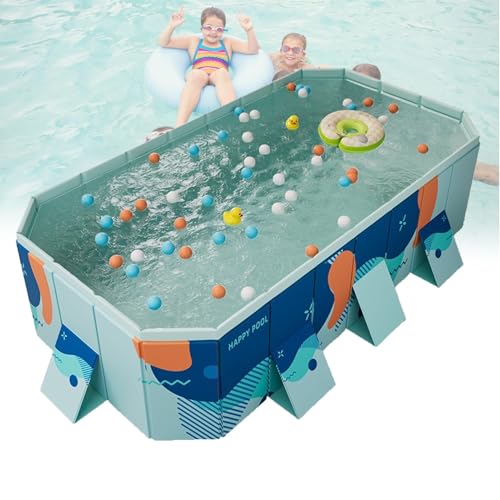 CHSUFBTY 2.1m Collapsible Pool - Foldable, Easy Storage, High-Density Material - Double Drain for Quick Release(Dieff Blue,116 * 64.9 * 21.6in)