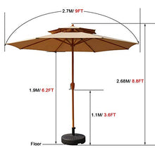 3WWWQMAA8 Patio Umbrella Outdoor Garden Parasol, 2 Layers BBQ Table Umbrella/Large Market Umbrella with 8 Ribs and Adjustable Crank, 2.7m/9ft (Color : Red Wine) (Green) (Khaki)