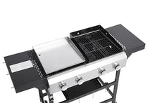 SWLJKU 2 Burner Gas Grill with Plancha Combo, 38,240 BTU Outdoor BBQ Grill, Stainless Steel Burners & Cast Iron Grids, 470 sq.in Grilling Area + 248 sq.in Teppanyaki Griddle