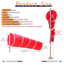 Airport Spinners Windsock Pole Kit, Wind Direction Measurement Sock Bag Outdoor, Reflective Winds Indicator Flags for Dock, Helipads, Farm(2.6 m pole)