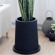 x3anggyt5 Planter Black Floor Standing Flower Pot, Cement and Glass Fibre Plant, with Drainage Hole and Saucers Trays for Room Balcony Garden Office Plants Container Garden(Large)