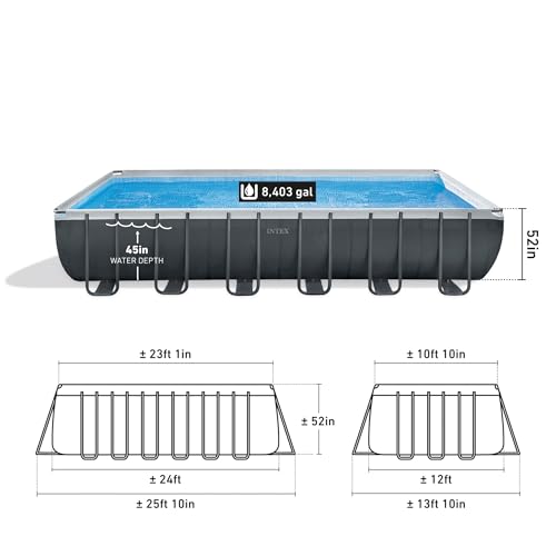Intex ZX100 Auto Pressure Side Pool Cleaner and Rectangular Ultra XTR Frame Swimming Pool White