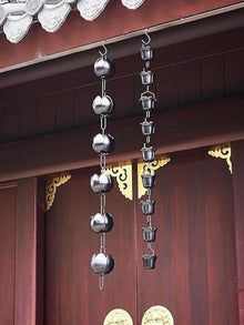 YUSIWOAL Rain Chain for Gutters, Aluminium Outdoor Water Chain Downpipe for Patios, Gardens and Terraces(Style 1,2.5m/8ft)