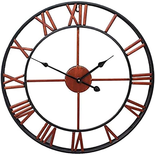 ZYBB Garden Wall Clock, Retro Roman Silent Outdoor Iron Art Ornaments Outdoor Wall Clock