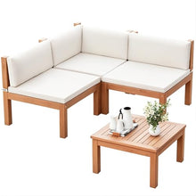 Devoko 4 Pcs Acacia Wood Small Patio Sectional Coach Sofa 54'' L x 54''W