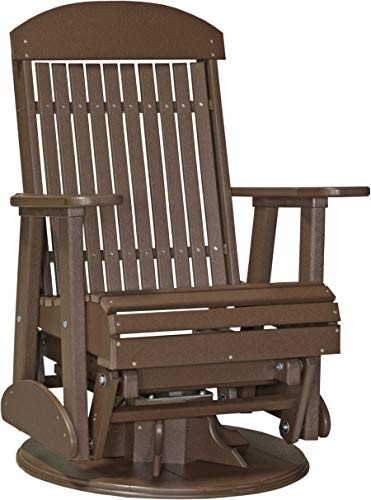 LuxCraft 2' Classic Outdoor Swivel Glider Chair Chestnut Brown