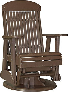 LuxCraft 2' Classic Outdoor Swivel Glider Chair Chestnut Brown