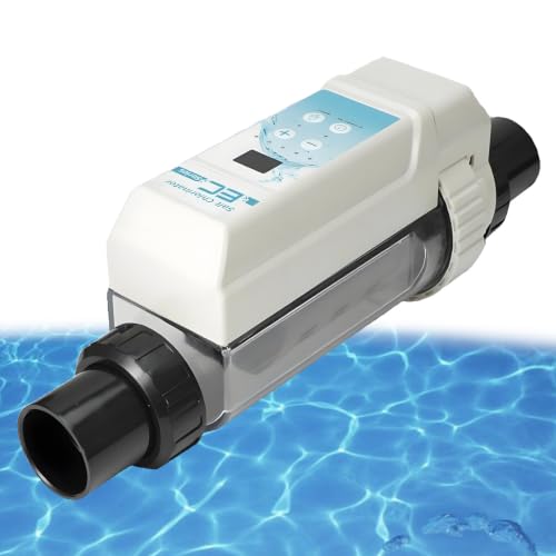 Salt Chlorine Generator with Titanium Cell, 20g/h Chlorine Output 8/12/16/20g/h Adjustable, Digital Display Self-Cleaning, for Pools Spa 40m-³100m³ EC12