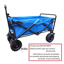 NUHSLF Folding Garden Trolley Cart Heavy Duty Wagon with 4 Beach Wheels Multi Function Shopping Cart for Outdoor Camping Load Capacity 80Kg.