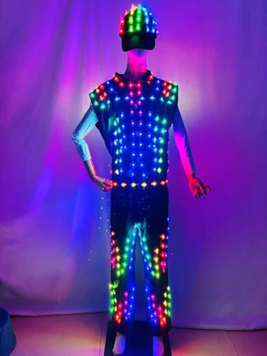 Earthradius LED Robot Costume Luminous Stage Dress Medium Black