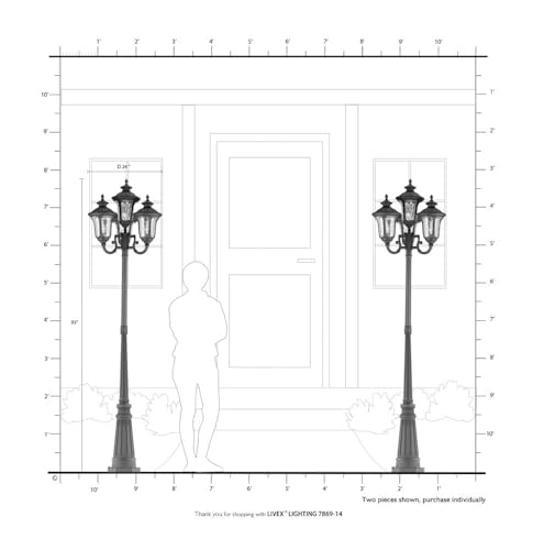 Livex Traditional Four Light Outdoor Post Mount Oxford Collection White