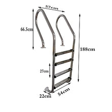 Swimming Pool Ladder Stainless Steel Water Park up and Down Ladder with 4 Anti-Skid Pedals Anti-Corrosion and Anti-Rust/Strong Load-Bearing no Embedded/Silver / 57cm (Silver 57cm)
