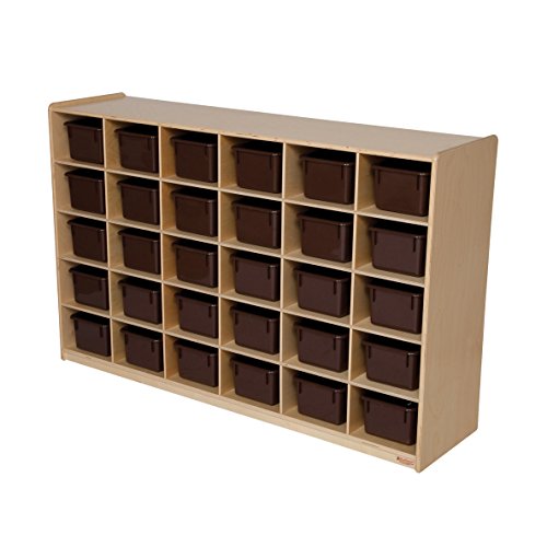 Wood Designs 30 Tray Storage Unit with Brown Trays White