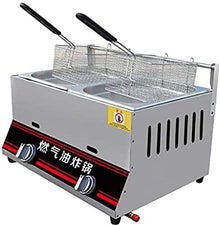 KRASS Commercial Gas Fryer 6L/12L Fried Chicken Gas Fryer Potato Tower Machine with Support Manual Temperature Setting,12L Double Cylinder,Collector88