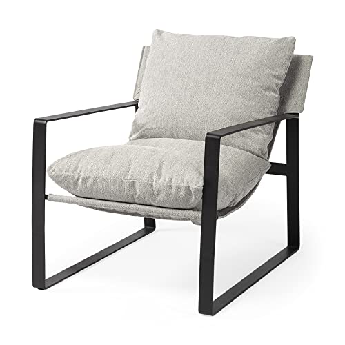 HomeRoots Ash Gray and Black Metal Sling Chair Black