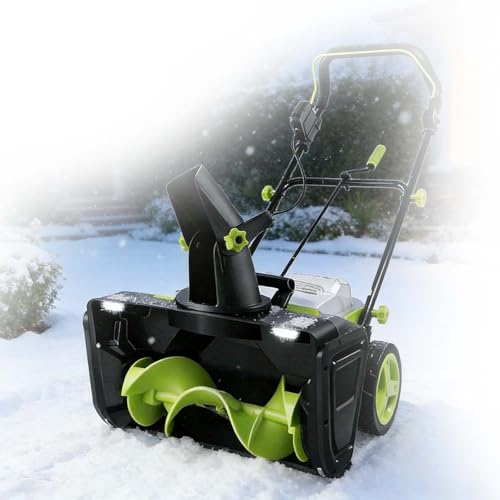 zhenmaster 20-Inch Cordless Snow Blower with Spiral Auger, Electric Snow Blower, with Dual LED Headlights 20-Inch Clearing Width, Easy to Store and Transport for Home Winter Maintenance