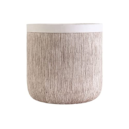 Planters Retro Wood Cement Flowerpot Large Simple Living Room Floor-Standing Potted Flowerpot for Planting Large Plants and Trees Nursery Pots (Size : Large)