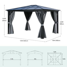 DWVO 10x12ft Polycarbonate Hardtop Gazebo with Netting and Curtains Gray Single Roof