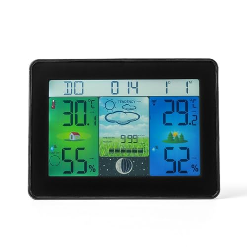 Multi-Functional Weather Forecast Clock Household Indoor Outdoor Temperature Humidity Desktop, Fits All, As Show