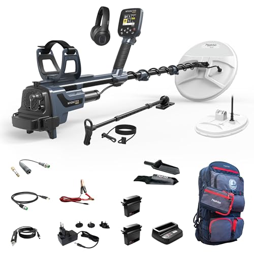 Nokta Magnetar 9000 Gold Nugget Metal Detector, 2 Coil Pack, Color Screen, 2 Modes, Bluetooth Headphones, 2 Li-Ion Batteries, Backpack, Bungee & Hipstick, Digger, Vehicle Charger
