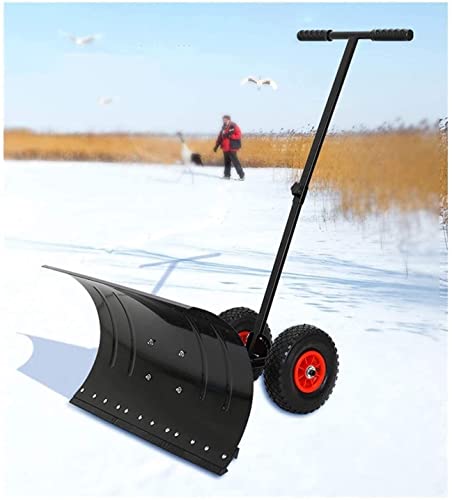 Snow Shovel Outdoor Snow Shovels with Adjustable Height Hand |Rolling Snow Plough with Wheels for Road Snow Removal Tools Snow Pusher