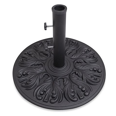 Galtech Cast Iron Standing Umbrella with Base, Large Patio Umbrella Bases, Adjustable Stem Heights, 24-Inch Diameter, Rust-Resistant for Outdoor Spaces - Black (Umb Base Satin Black [75-LBS])