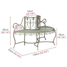 ENWINDXS Garden Tree Bench with Backrest, Metal Outdoor Furniture Decoration for Front Door/Backyard/Patio, Retro Style Iron Half-Round Benches