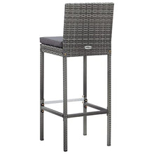 vidaXL 9-Piece Patio Bar Set in Gray - Outdoor-Friendly Acacia Wood and Poly Rattan Construction with Padded Seat Cushions and Easy-Assembly Design