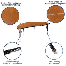 Flash Furniture Emmy 86" Oval Wave Laminate Activity Table Set with 14" Stack Chairs Oak