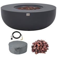 AMS 44" Round Concrete Natural Gas Fire Pit Bowl Table (Dark Gray)