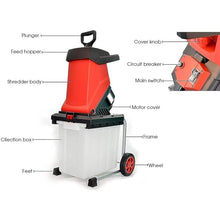 IMOSEI Garden Branch Shredder, 2500W Powerful Electric Wood Chipper Mulcher with Transport Wheel Move Easily，Max.40mm Cutting Capacity, 50L Collection Box, for Lawn and Garden