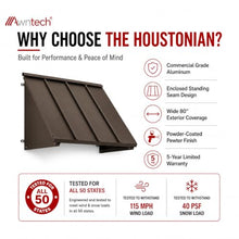 Awntech Houstonian Closed-Sides Aluminum Awning for Window and Door, 92 in. W x 24 in. H x 24 in. D, Bronze
