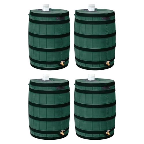 Good Ideas Rain Wizard 50 Gallon Water Storage Barrel Green (4 Pack)