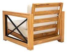 Safavieh Couture Curacao Brazilian Teak Outdoor Patio Club Chair Natural/White