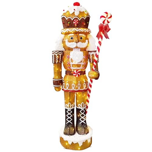 Puleo International 6' Gingerbread Outdoor Christmas Soldier with 216 Warm White LED Lights