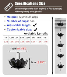 YUSIWOAL Metal Rain Chain for Gutter Downspout, Decorative Aluminum Water Diverting for Garden Yard(Style B,3.6 m (11.8ft))