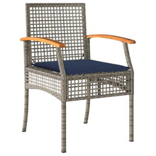 XHNIFBN 5-Piece Outdoor Patio Dining Set, PE Rattan Garden Furniture with Rectangular Tempered Glass Top Table and 4 Cushioned Chairs for Backyard, Terrace and Balcony, Grey