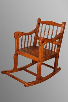 SODEF Avcı Wooden Pine Rocking Chair Lounge Chair for Garden, Patio, or Balcony - Classic Style - Walnut