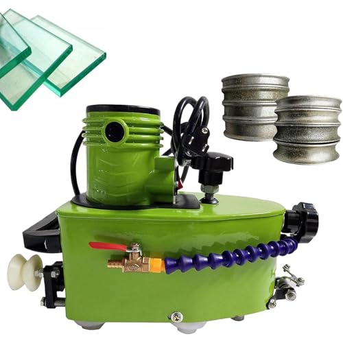 Grinding Edging Machine, Portable Small Glass Edger, Electric Glass Edging Machine, DIY Diamond Glass Art Corner Grinding Edging Machine, Polish Edge Machine for Plane,Curve, Rounded Corner,Green