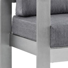 Furnifact Aluminum Outdoor Loveseat with Cushion, Patio Couch for Porch Balcony Deck, Outdoor Sofa Seating for Backyard Patio Furniture, Silver Gray