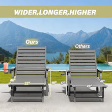Tioline HDPE Outdoor Lounge Chairs Set of 4,Patio Chaise Lounge Chair Grey