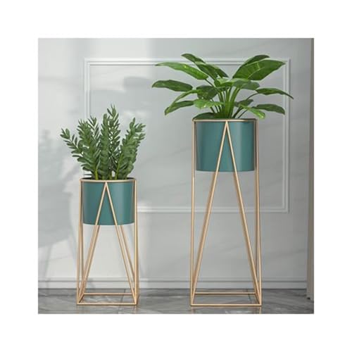 Plant Container Bonsai Pot Floor-standing Green Flower Pot Rack Fashion Iron Flower Rack Potted Plant Stand Flower Holder Living Room Indoor Balcony Decorate Flower Pots (Color: Black s+l) (Green s+l