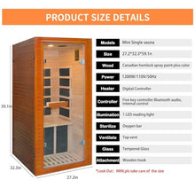 Homsido Home Sauna Far Infrared Mini Low-EMF Single Indoor Wooden Canadian Hemlock Sauna Mini Hemlock Sauna